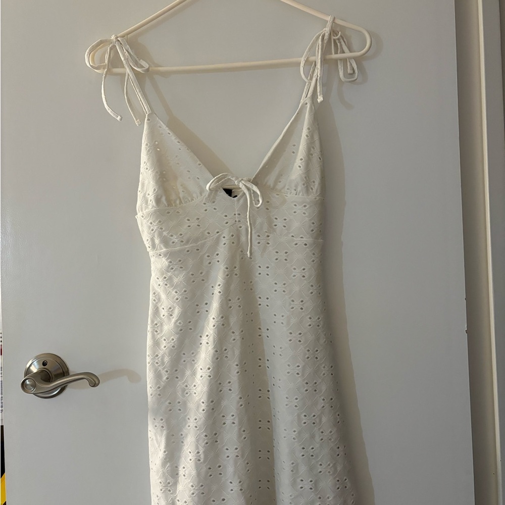 White Eyelet Sundress with Tie Straps